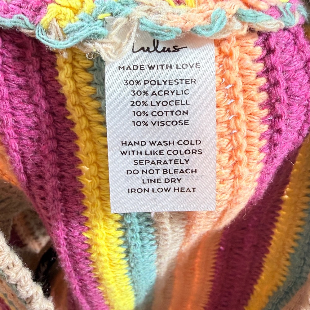 Lulus Crochet Tank Top Womens Medium Multicolor Striped Boho Hippie‎ Festival - Picture 8 of 8
